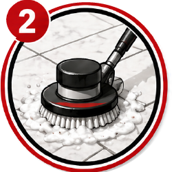 Professional tile and grout deep cleaning icon with commercial cleaning equipment removing dirt and buildup from grout lines.